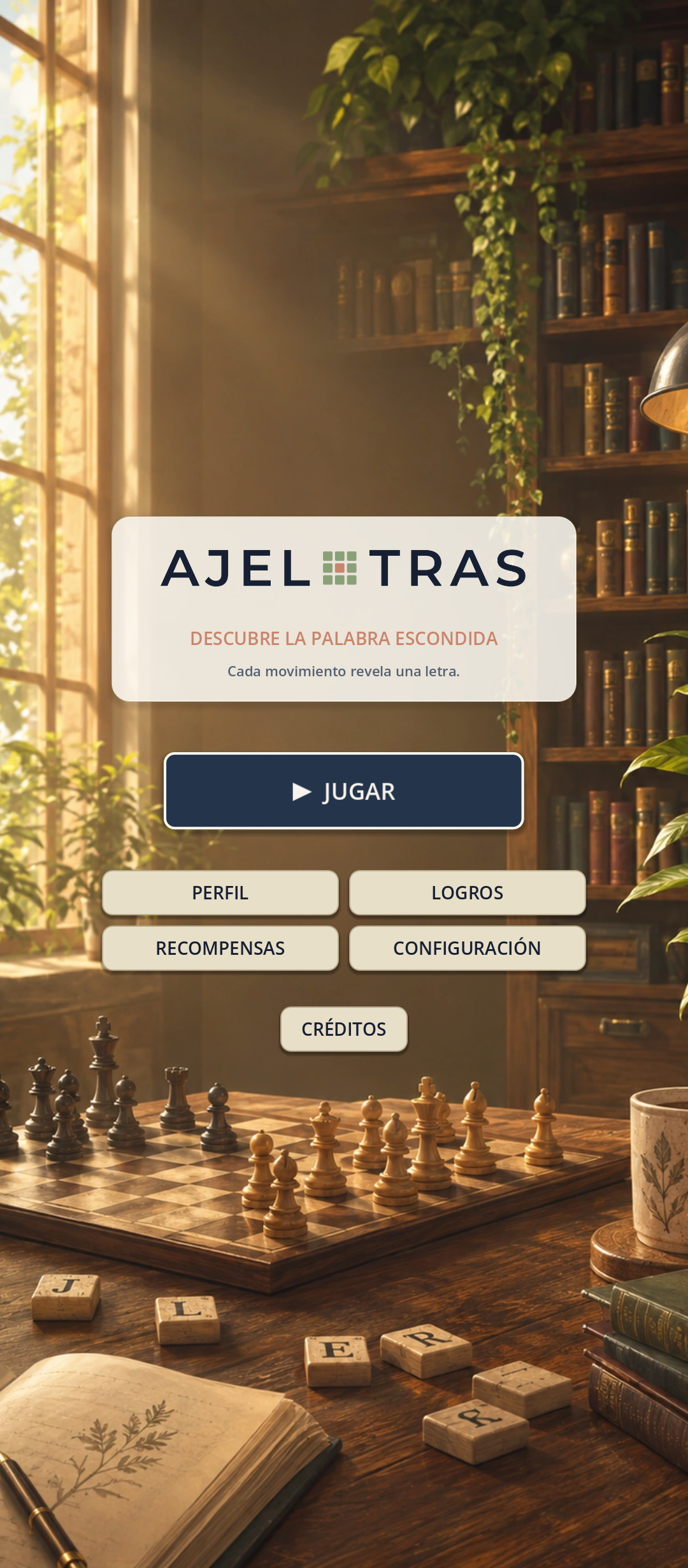 Pantalla de inicio de Ajeletras
